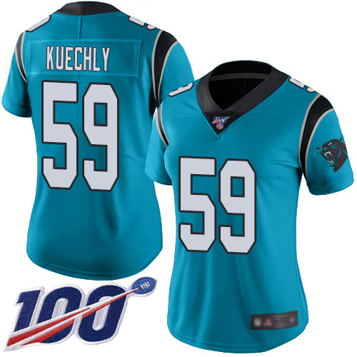 Carolina Panthers Limited Blue Women Luke Kuechly Jersey NFL Football 59 100th Season Rush Vapor Untouchable